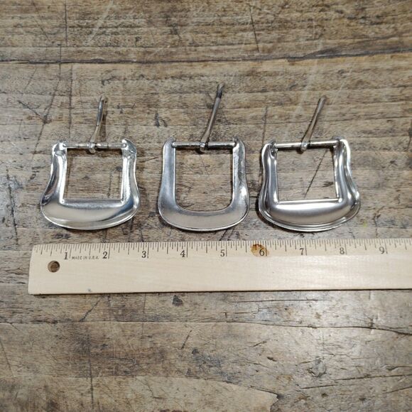 Three Silver Tone Belt Buckles Lot Western Engraved Southwestern Rodeo Metal VGC main image 11